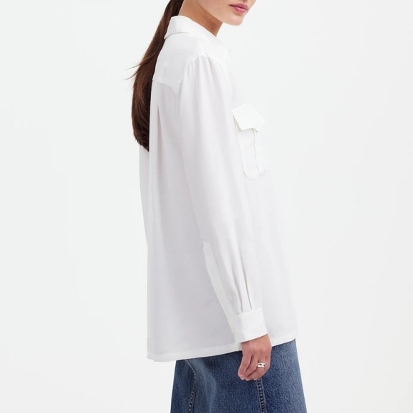 Alexa Chung for Madewell Pleat-Pocket Button-Up Shirt in white size M NWT NT108 - Picture 3 of 11